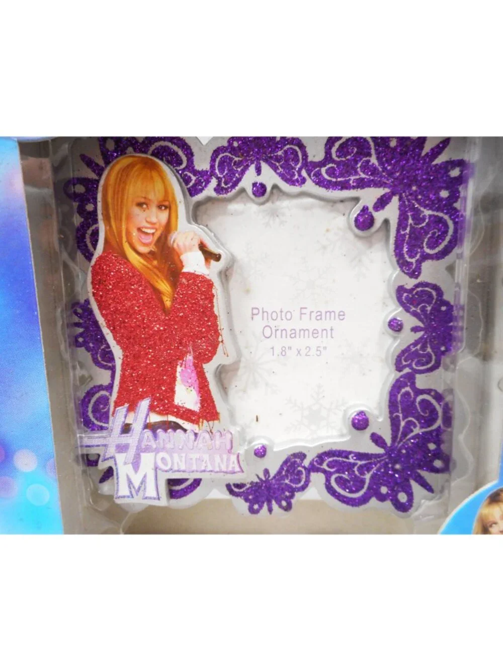 Disney Hanna Montana Photo Frame Ornament in box, Glittery, 2008, Miley Cyrus